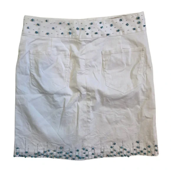 Jade White Skirt with Blue Embroidery and Matching Sleeveless Blouse! - Picture 2 of 11